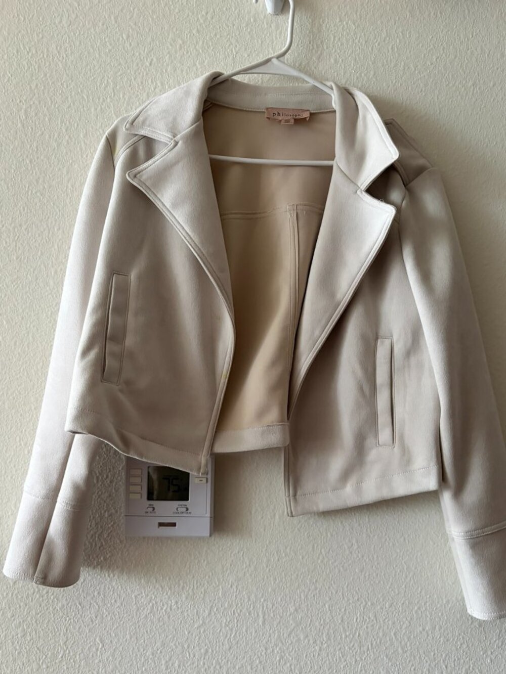 Philosophy Republic Clothing Cream Faux Suede Moto Jacket